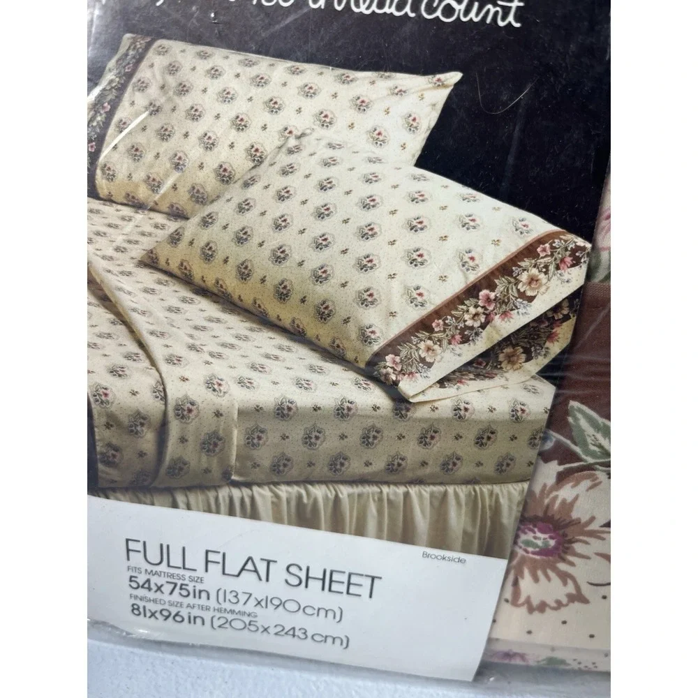 Vtg Montgomery Ward Full Size Flat And Fitted Sheets‎ Floral Brookside Percale